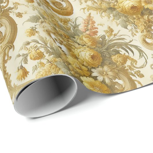 Schuld van Goud - Barokke Bloemen Bandana Cadeaupapier (Rol Hoek)