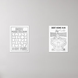 Schuldpuzzel en Home Run Challenge Payoff Tracker Muurkunst Sets