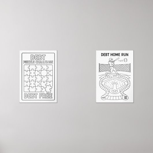 Schuldpuzzel en Home Run Challenge Payoff Tracker Muurkunst Sets (Voorkant)