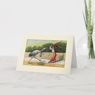 schurk Stork grillige nieuwe baby Kaart