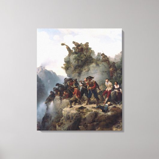 Schutters verdedigen een bergpas (Karl Lessing) Canvas Afdruk (Voorkant)