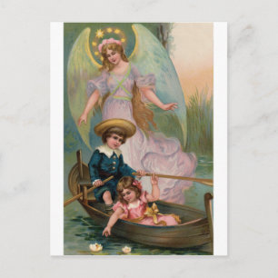  Schutzengel Kinder und Boot Briefkaart