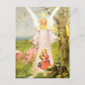 Schutzengel Mädchen und Schlange Briefkaart