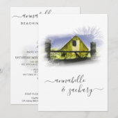 *~* Schuur Amerikaanse vlag RSVP QR AR19 bruiloft Kaart (Voorkant / Achterkant)