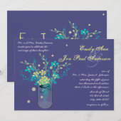 Schuur Bruiloft Marine Aqua Gele Bloem Mason Jar Kaart (Voorkant / Achterkant)