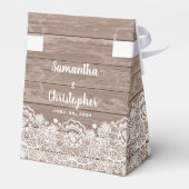 Schuur Chique Rustiek Bruin Hout Wit Kant Bruiloft Bedankdoosjes (Achterkant)