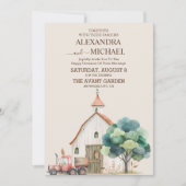 Schuur Cottage Groene Bruiloft Kaart (Voorkant)