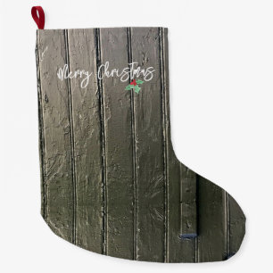 Schuur deur Vrolijk Kerstmis Holly Rustic Black Grote Kerstsok