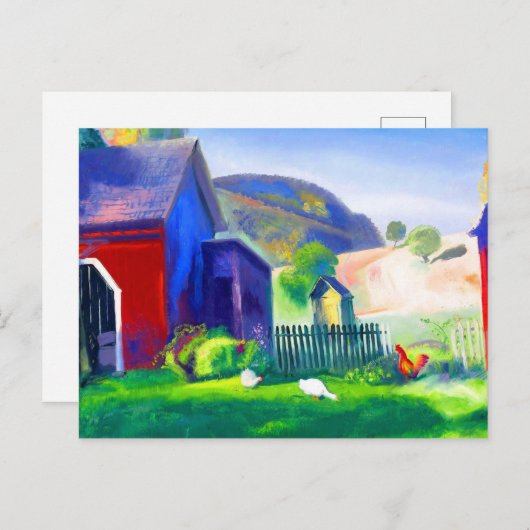 Schuur en kippen door George Wesley Bellows Briefkaart (Voorkant / Achterkant)
