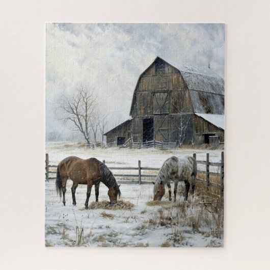Schuur en paarden Jigsaw puzzel (Verticaal)