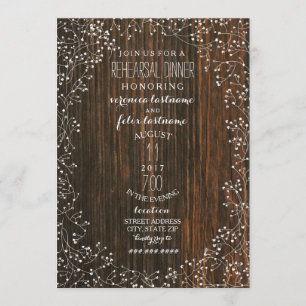 Schuur hout + Baby's Breath rustieke bruiloft repe Kaart