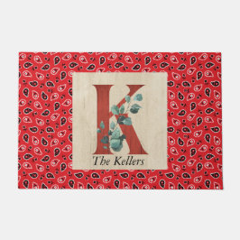 Schuur Hout & Bandana Letter K gepersonaliseerd Deurmat