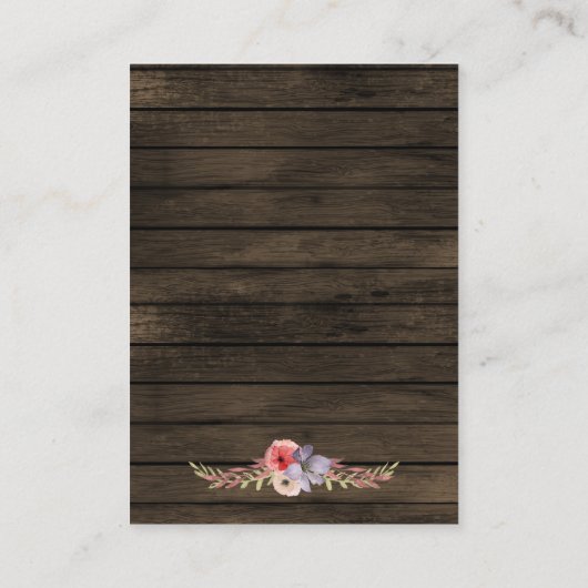 Schuur Hout Bloemen Rustieke bruiloft behuizing ka Informatiekaartje (Achterkant)