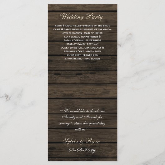 Schuur hout Camping Rustieke Bergen bruiloft progr Programma (Achterkant)