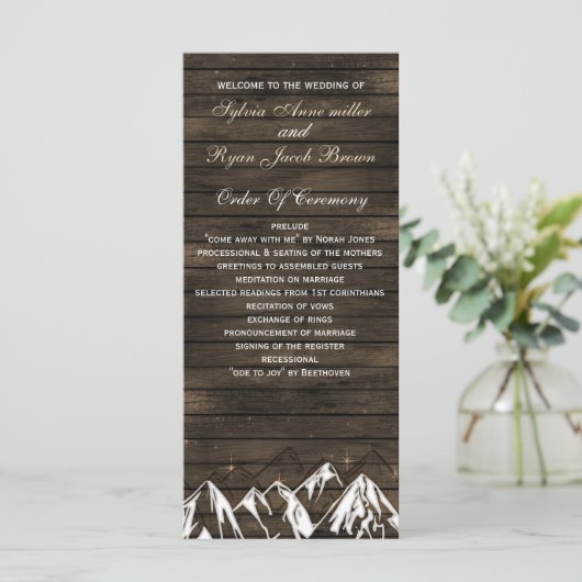 Schuur hout Camping Rustieke Bergen bruiloft progr Programma (Staand voorkant)