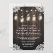 Schuur Hout en Kant Mason Jar Bruiloft uitnodiging (Voorkant)