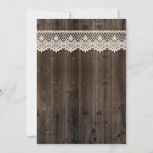 Schuur hout en kant zonnebloem bruiloft uitnodigin kaart (Achterkant)