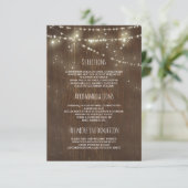 Schuur Hout En String Lights Bruiloft Informatie Informatiekaartje (Staand voorkant)