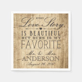 Schuur hout liefdesverhaal rustieke bruiloft serve servetten (Voorkant)