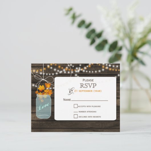 Schuur hout metselaar pot val bruiloft RSVP (Staand voorkant)