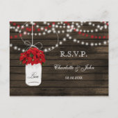 Schuur hout poinsettia mason jar rustieke bruiloft uitnodiging briefkaart (Voorkant)