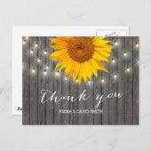 Schuur Hout Zonnebloem & String Lights Dank u Briefkaart (Voorkant / Achterkant)