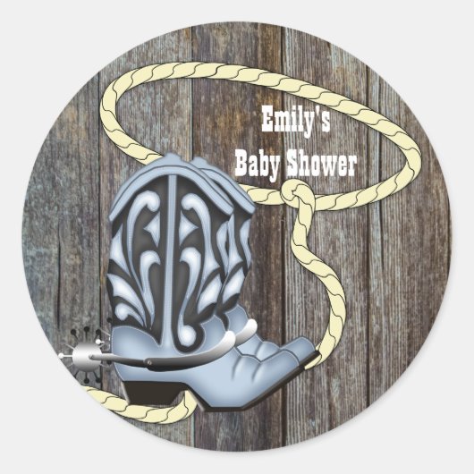 Schuur Hout Zwart Blauw Cowboylaarzen Cowboy Stick Ronde Sticker (Voorkant)