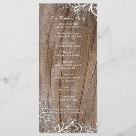 schuur houten kant land bruiloft programma's (Achterkant)