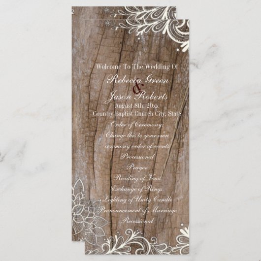 schuur houten kant land bruiloft programma's (Voorkant / Achterkant)