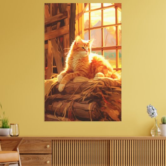 Schuur kat charme, kunst canvas afdruk (Insitu (Woonkamer))