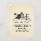  schuur oude rustieke save the date briefkaarten (Voorkant / Achterkant)