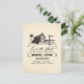  schuur oude rustieke save the date briefkaarten (Staand voorkant)