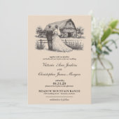 Schuur Paar Bruiloft Kaart (Staand voorkant)