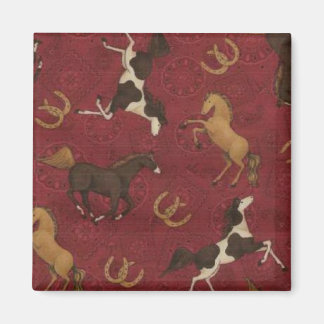 Schuur Rood met Hoefijzers & Paardenkoelkastmagnee Magneet