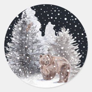 Schuur Uil en Bruin Beer Ronde Sticker