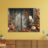 Schuur Uil en Schuur Hout Herfst 32x24 Canvas Afdruk (Insitu (Woonkamer))