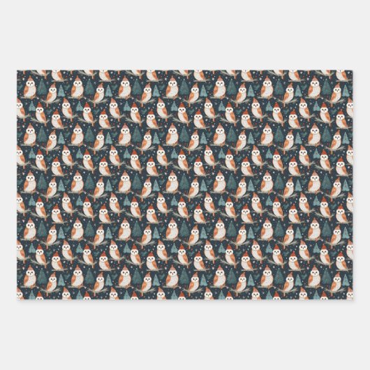 Schuur Uil Kerst Wrapping Papier Inpakpapier Vel (Voorkant 2)