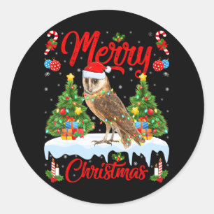Schuur Uil Vogelverlichting Kerstboom Santa Schuur Ronde Sticker