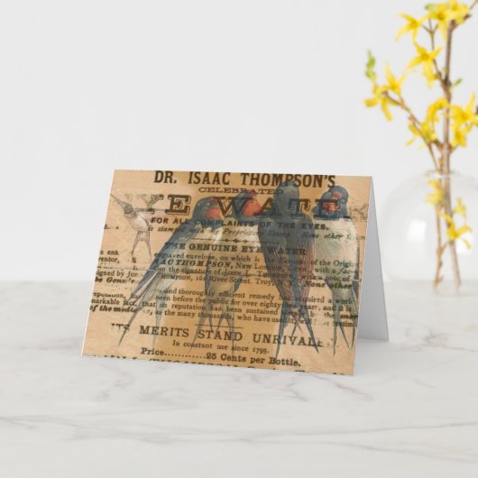 Schuur zwaluwen , Verjaardag Kaart (Gele Bloem)