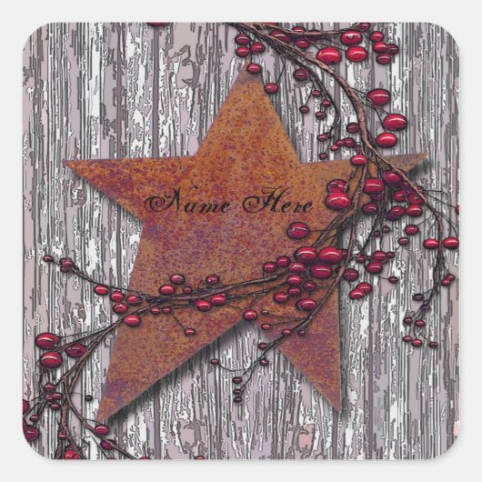 Schuurborden Rusted Star Vierkante Sticker (Voorkant)