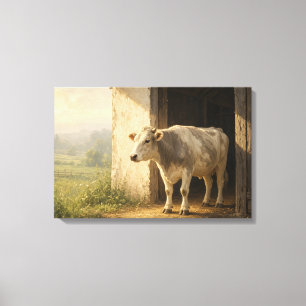 Schuurdeur koe pastorale canvasprint canvas afdruk