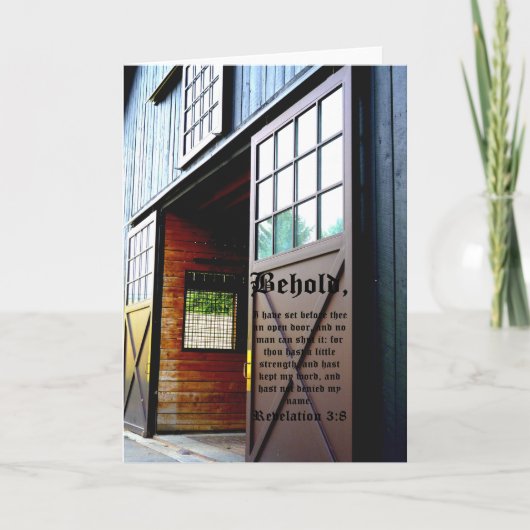 Schuurdeur Perspectief, Openbaring 3:8 Bedankkaart (Voorkant)