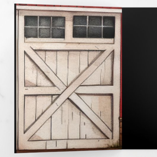 Schuurdeur rustiek land Kerstmis Drieluik Uitnodiging (Binnenzijde eerst)