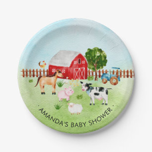 Schuurdieren Boerderijdieren Baby shower 7" Bord