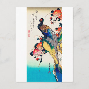 Schuurmiddel en chrysanthemum, Hiroshige, Ukiyo-e Briefkaart