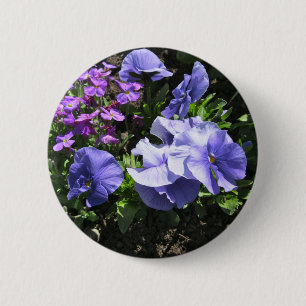 Schuwe Paarse Pansies Ronde Button 5,7 Cm