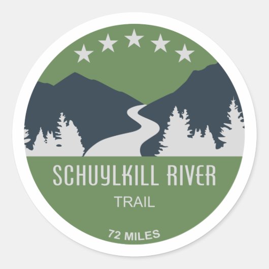 Schuylkill River Trail Ronde Sticker (Voorkant)