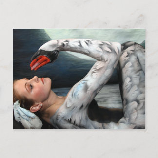 Schwan swan leda postcard postkarte bodypainting b briefkaart