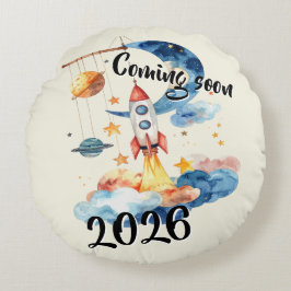 Schwangerschaft verkünden 2026 Rakete Weltraum  Rond Kussen