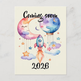 Schwangerschaft verkünden Aquarell Heißluftballon  Briefkaart